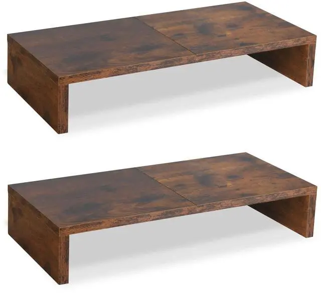 Main image of TEAMIX 2 Pack Monitor Stand Riser-20 inch, Wooden Tabletop Shelf for TV/PC/Laptop/Printer, Rustic Brown Monitor Riser with Storage, Computer Stand Ergonomic Design