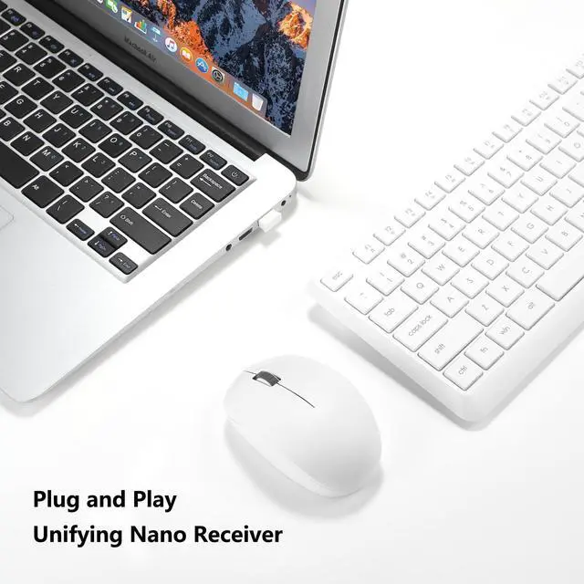 Alt view image 2 of 5 - Wireless Keyboard and Mouse Combo for Windows, 2.4G Full-Sized External Cordless Computer Keyboard Mouse Combo for Laptop PC Desktop Chrome Mac, Number Pad 1600 DPI Silent Mouse USB Receiver (White)