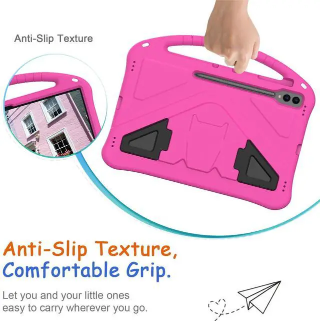 Alt view image 2 of 5 - Kids Case for Samsung Galaxy Tab S10 Ultra/S9 S8 Ultra 14.6-inch Tablet, Techcircle Light Weight Shock Proof EVA Foam Handle Rugged Stand Protective Cover, Rose