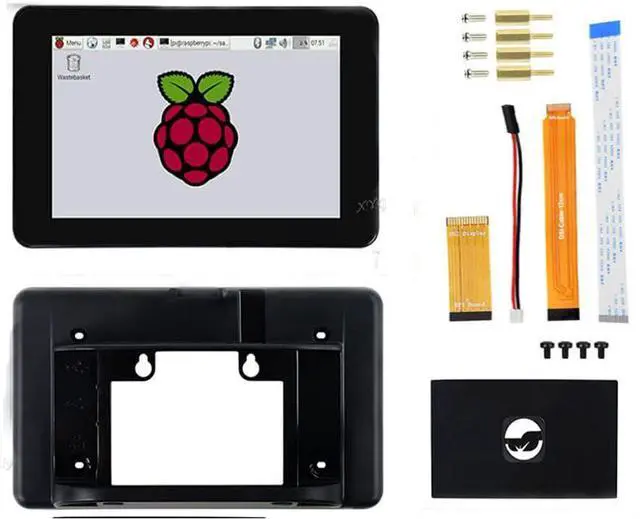 Main image of 7inch for Raspberry Pi LCD Capacitive Touch Display Screen with Protection Case 800x480 DSI Interface for Raspberry Pi 4 Model B Raspbian Retropie Ubuntu Driver Free @XYGStudy