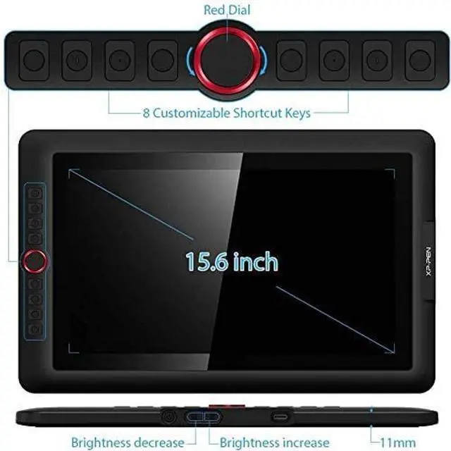 Alt view image 4 of 5 - XPPen Artist 15.6 Pro Tilt Support Graphics Tablet Full-Laminated Red Dial (120% sRGB) Drawing Monitor Display and XPPen 3-in-1 Cable only for XPPen Artist12 Pro, Artist13.3Pro, Artist13.3Pro V2, Ar