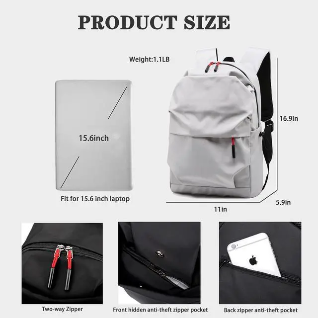 Alt view image 3 of 5 - YOJOY Girls Backpacks 15.6 Inch Laptop Backpack Travel Daypack Laptop Backpack for Men College Backpacks Lightweight Travel Rucksack Middle School Bag For Boys