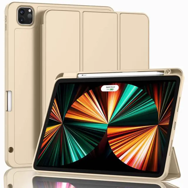 Main image of ZryXal New iPad Pro 12.9 Inch Case 2022/2021/2020(6th/5th/4th Gen) with Pencil Holder,Smart iPad Case [Support Touch ID and Auto Wake/Sleep] with Auto 2nd Gen Pencil Charging (Champagne Gold)