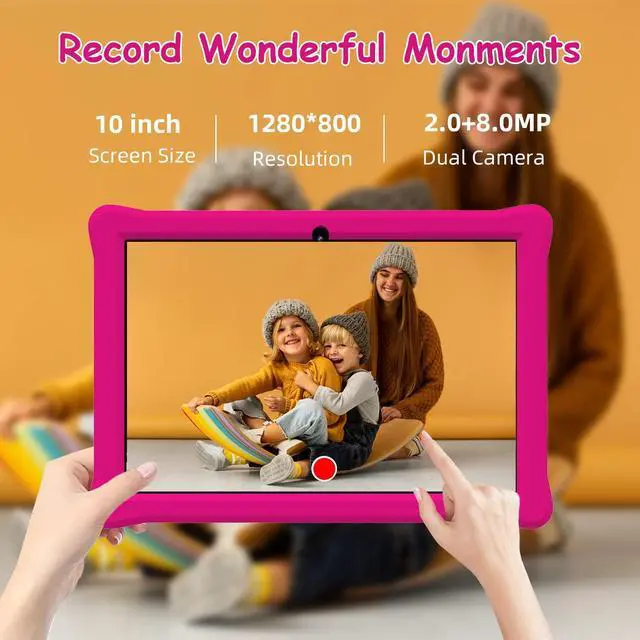 Alt view image 4 of 5 - Kids Tablet 10 inch, Android Tablets for Kids, 4GB RAM 32GB ROM Android 12 Tablets IPS Touch Screen 1280x800, Iwawa & Parent Control Toddler Tablet, WiFi, Dual Camera, 6000mAh Battery, Shockproof Case