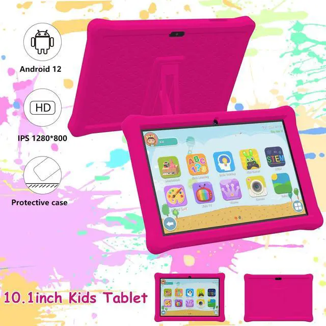 Alt view image 3 of 5 - Kids Tablet 10 inch, Android Tablets for Kids, 4GB RAM 32GB ROM Android 12 Tablets IPS Touch Screen 1280x800, Iwawa & Parent Control Toddler Tablet, WiFi, Dual Camera, 6000mAh Battery, Shockproof Case