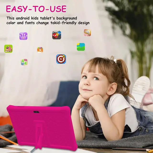 Alt view image 5 of 5 - Kids Tablet 10 inch, Android Tablets for Kids, 4GB RAM 32GB ROM Android 12 Tablets IPS Touch Screen 1280x800, Iwawa & Parent Control Toddler Tablet, WiFi, Dual Camera, 6000mAh Battery, Shockproof Case