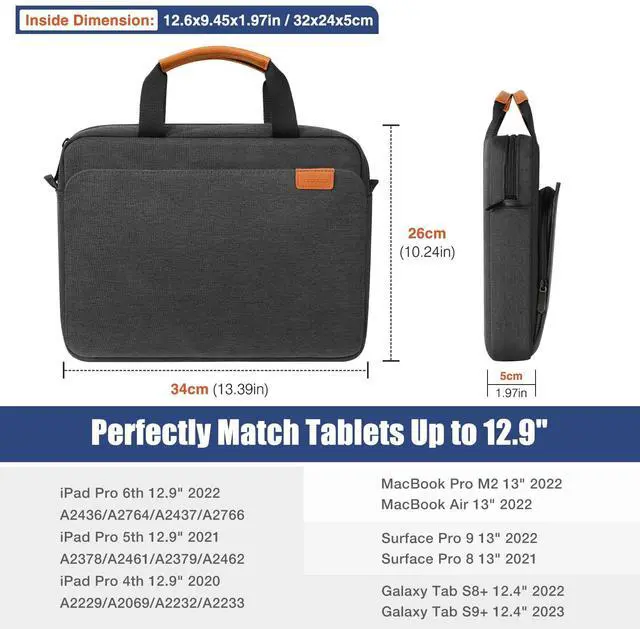 Alt view image 2 of 5 - MoKo 9-11 Inch Tablet Sleeve Case, Protective Handle Shoulder Bag Fits 11inch iPad Air M3, iPad A16 2025, iPadPro M4/Air 5/4th 10.9, iPad10/9/8/7th 10.2, Tab S8/S9 11, Black & Gray