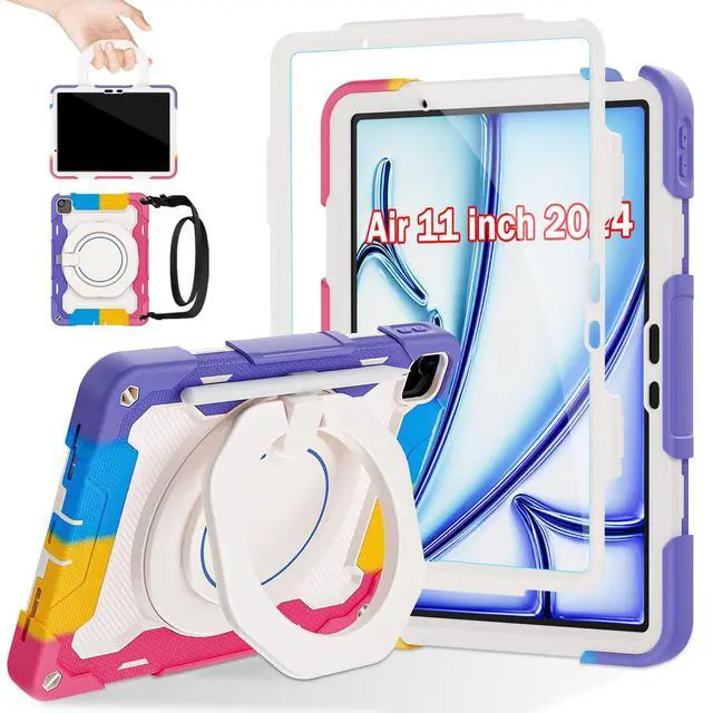 Main image of ROISKIN for iPad Air 11 inch Case (M3 2025/M2 2024)/ Air 6th Generation for Kids with HD Screen Protector, 360 Rotating Kickstand, Shoulder Strap, Rugged Heavy Duty Military Case for iPad Air 11