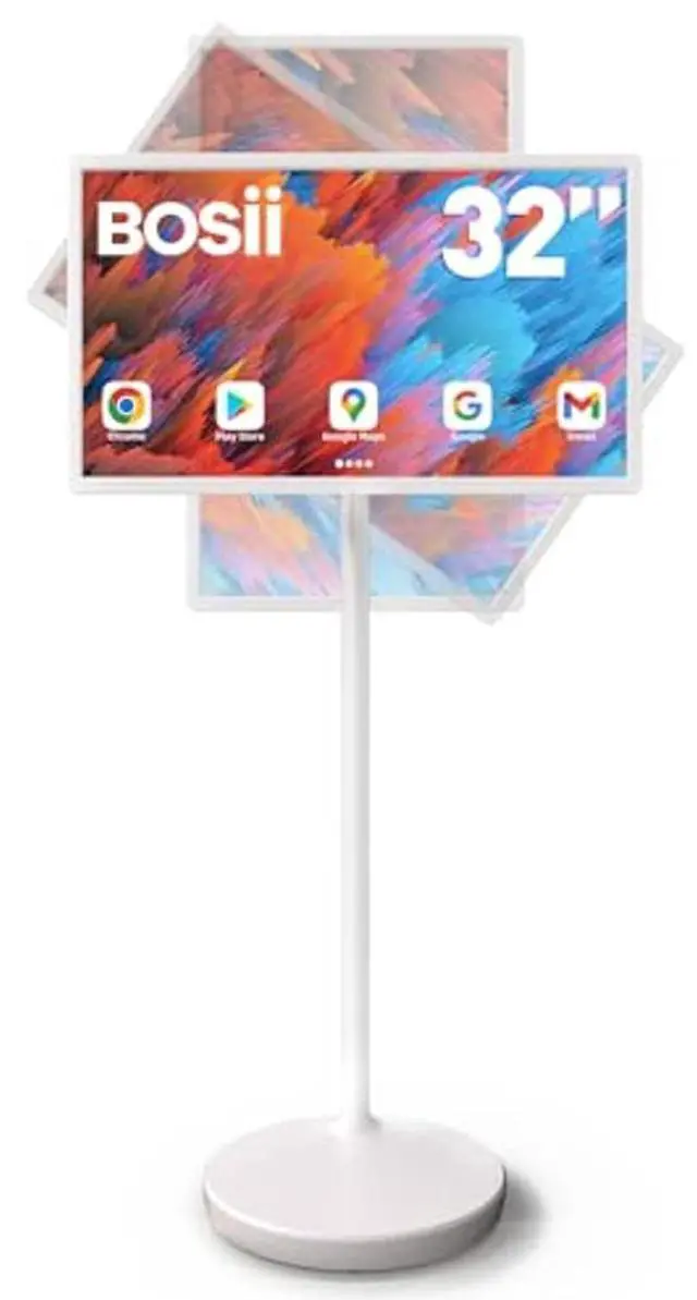 Main image of BOSII 32-Inch Portable TV Touchscreen - 6GB RAM + 128GB Storage 1080P FHD Monitor Touch Screen Rolling TV on Wheels with Built-in 148wh Battery Android 13 OS Remote Control