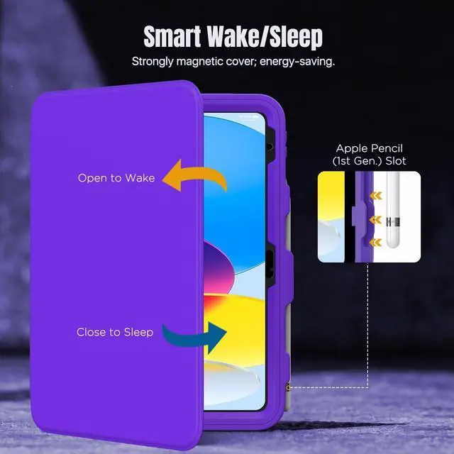 Alt view image 5 of 5 - MoKo for iPad 11-inch (A16) 11th Generation Case 2025/ iPad 10th Generation Case with Pencil Holder 2022 10.9 inch, Built-in Screen Protector Clear Back, Multi Angle Viewing Stand, Dark Violet