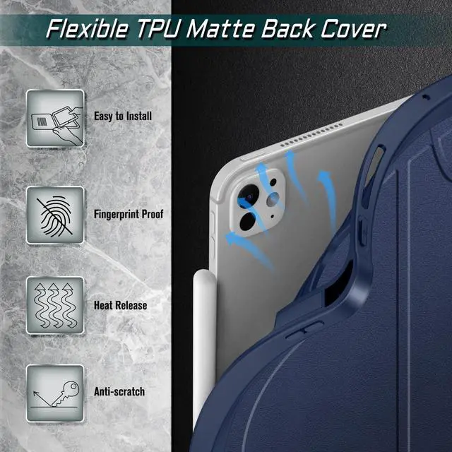 Alt view image 5 of 5 - Fintie Magnetic Stand Case for iPad Pro 11-inch M4 (2024) (Model Number: A2836/A2837/A3006) - Multiple Angles Shockproof Rugged Soft TPU Cover with Pencil Holder, Auto Wake/Sleep, Navy