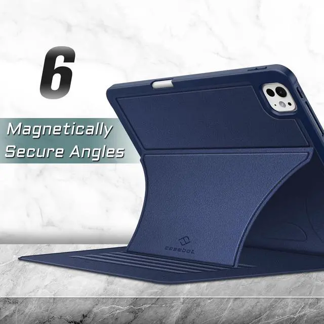 Alt view image 3 of 5 - Fintie Magnetic Stand Case for iPad Pro 11-inch M4 (2024) (Model Number: A2836/A2837/A3006) - Multiple Angles Shockproof Rugged Soft TPU Cover with Pencil Holder, Auto Wake/Sleep, Navy
