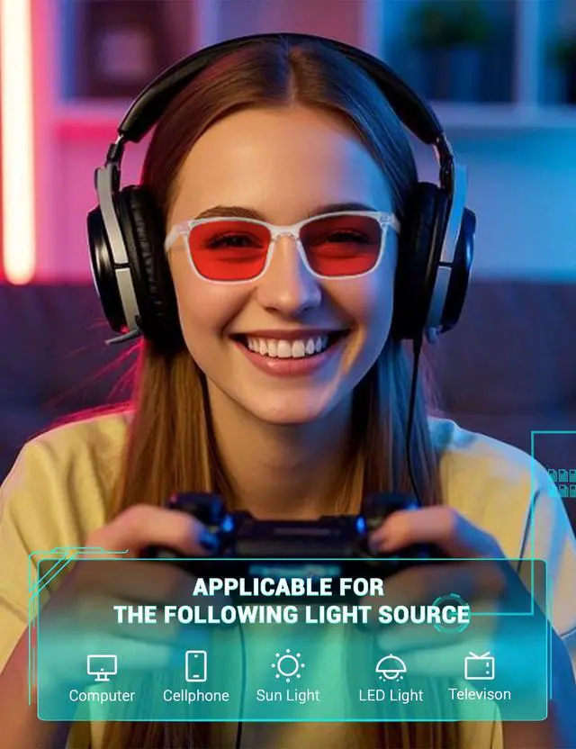 Alt view image 3 of 5 - TIJN Sleep Glasses for 99.9% Blue Green Light Blocking Dual AR Coatings Red Lens for Computer Gaming Reduce Eyestrain, TR90, Clear