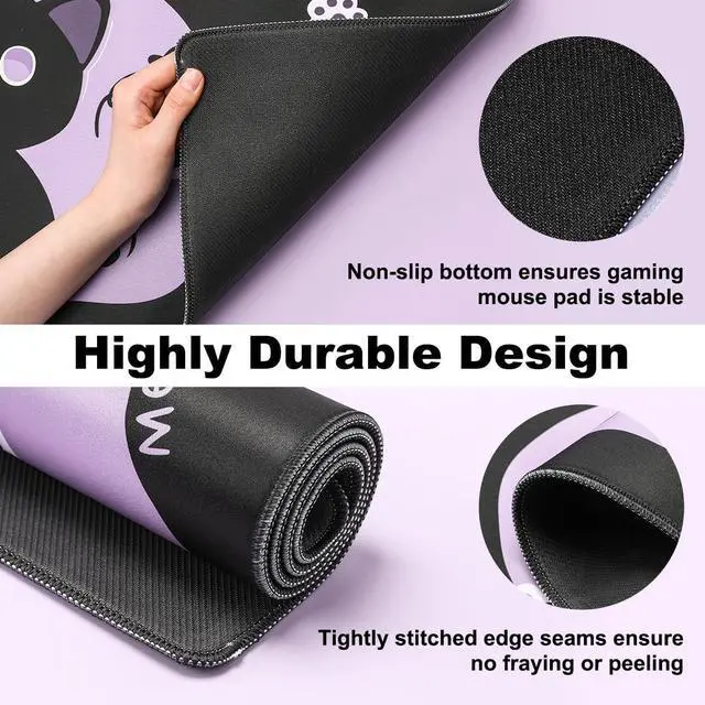 Alt view image 3 of 5 - YUNZII Keynovo Gaming Mouse Pad, Large Mouse Pad, Non-Slip 4mm Laptop Gaming Desk Pad,Waterproof Desk Pad for Gaming, Office and Home (Sweet cat, 31.49'' x 11.8'')