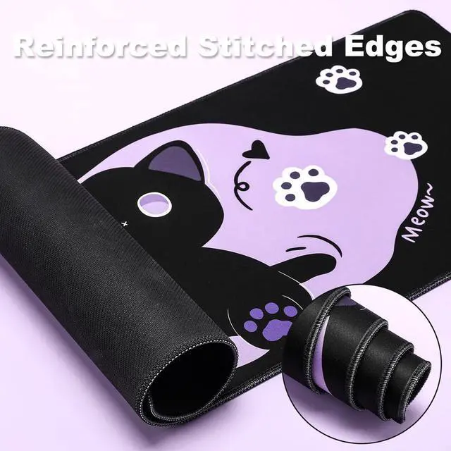 Alt view image 5 of 5 - YUNZII Keynovo Gaming Mouse Pad, Large Mouse Pad, Non-Slip 4mm Laptop Gaming Desk Pad,Waterproof Desk Pad for Gaming, Office and Home (Sweet cat, 31.49'' x 11.8'')