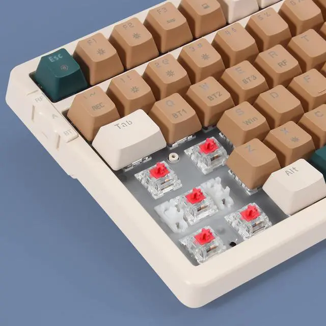 Alt view image 3 of 5 - Merdia Triple Mode 2.4G/USB-C/BT Gaming Keyboard, 100 Keys Backlit Brown/Red Switch Mechanical Keyboard | Rechargeable