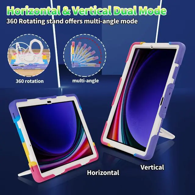 Alt view image 2 of 5 - ROISKIN Case for Samsung Galaxy Tab S10+/S9 FE+/S9+ Plus 12.4" 2023, Heavy Duty Shockproof Protective Case with Screen Protector, Stand, Handle,Shoulder Strap and Pen Holder