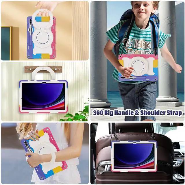 Alt view image 3 of 5 - ROISKIN Case for Samsung Galaxy Tab S10+/S9 FE+/S9+ Plus 12.4" 2023, Heavy Duty Shockproof Protective Case with Screen Protector, Stand, Handle,Shoulder Strap and Pen Holder