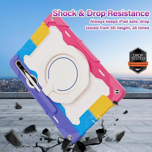 Alt view image 5 of 5 - ROISKIN Case for Samsung Galaxy Tab S10+/S9 FE+/S9+ Plus 12.4" 2023, Heavy Duty Shockproof Protective Case with Screen Protector, Stand, Handle,Shoulder Strap and Pen Holder