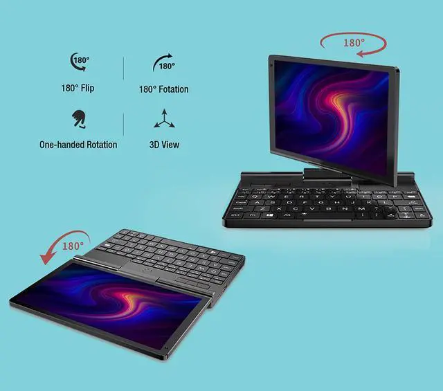 Alt view image 2 of 5 - GPD Pocket 3 Mini Laptop 8" Touch Screen Aluminum Shell UMPC Win 11 Home OS Core i3-1125G4 16GB/512GB (Amber Black)