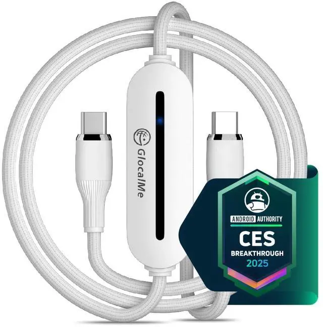 Main image of GlocalMe UniCord Charging Cable with 4G WiFi Mobile Hotspot and 1GB Datas, 3.2ft USB C Cable, 65W Fast Charging USB C Cable with a USB A, Type C for iPhone, Tablet, Laptop
