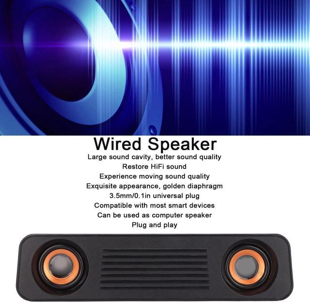 Alt view image 3 of 5 - Portable Wired Speaker HiFi Stereo Subwoofer Desktop Long Speaker USB Powered 3.5mm Plug for TV Computer Tablet, Home Audio Theater Surround Sound System