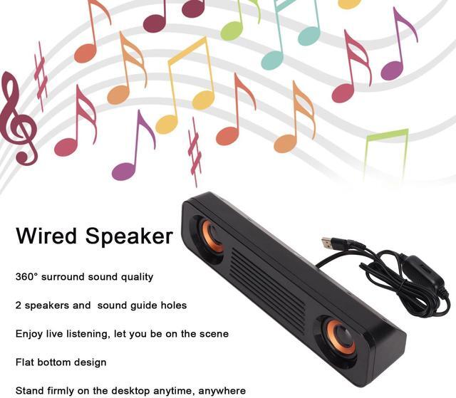 Alt view image 2 of 5 - Portable Wired Speaker HiFi Stereo Subwoofer Desktop Long Speaker USB Powered 3.5mm Plug for TV Computer Tablet, Home Audio Theater Surround Sound System