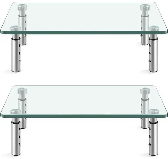 Main image of KKTONER GLASS Monitor Stand with Height Adjustable for Home Office 2 Pack Computer Monitor Riser PC Screen Riser for Desk Organzier Laptop