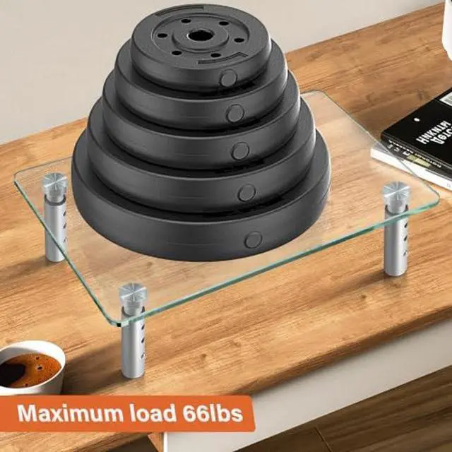 Alt view image 4 of 5 - KKTONER GLASS Monitor Stand with Height Adjustable for Home Office 2 Pack Computer Monitor Riser PC Screen Riser for Desk Organzier Laptop