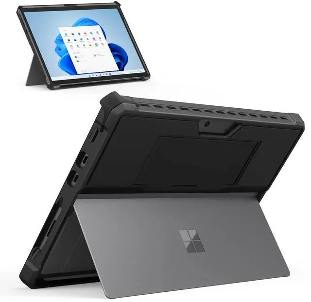 Main image of MoKo Case Fits Microsoft Surface Pro 8 13" Touchscreen 2021 Release Tablet, All-in-One Protective Rugged Cover Case with Hand Strap, Compatible with Type Cover Keyboard, Black
