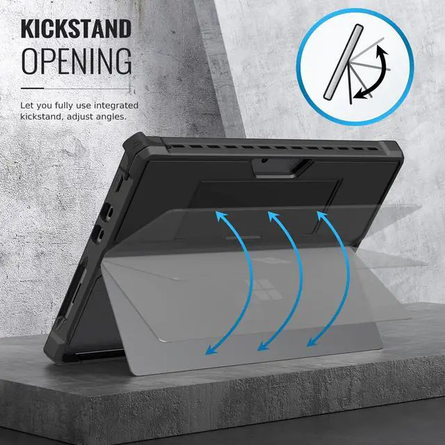 Alt view image 5 of 5 - MoKo Case Fits Microsoft Surface Pro 8 13" Touchscreen 2021 Release Tablet, All-in-One Protective Rugged Cover Case with Hand Strap, Compatible with Type Cover Keyboard, Black