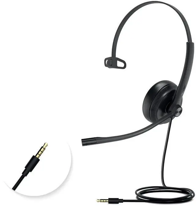 Main image of Yealink UH34 Wired Headset with Mic, 3.5mm Mono Headphones Noise Canceling Microphones,Teams Certified Work Office Headset for Computer PC Mac Laptop Tablet Smartphone