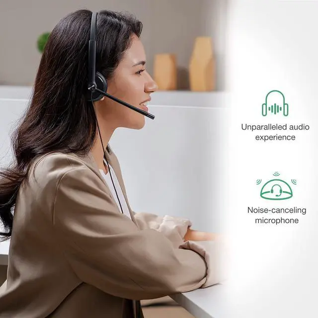 Alt view image 3 of 5 - Yealink UH34 Wired Headset with Mic, 3.5mm Mono Headphones Noise Canceling Microphones,Teams Certified Work Office Headset for Computer PC Mac Laptop Tablet Smartphone