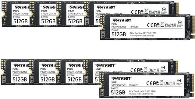 Main image of Patriot P300 512GB Internal SSD - NVMe PCIe Gen 3x4 - M.2 2280 - Solid State Drive - 10 Pack