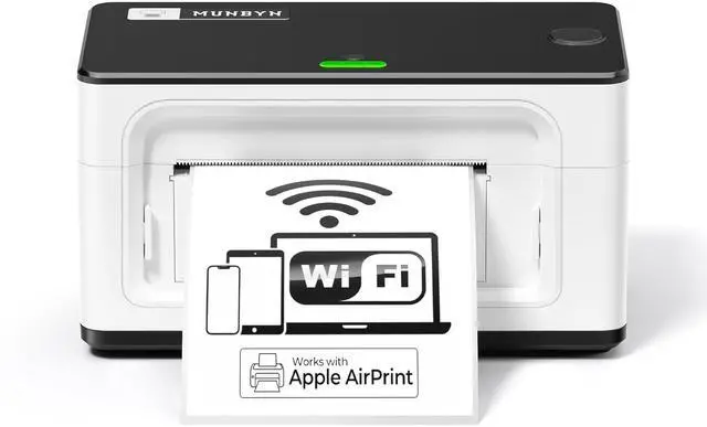 Alt view image 2 of 5 - MUNBYN Wireless Thermal Printer, WiFi AirPrint Shipping Label Printer+2.25 x 1.25 Direct Thermal Labels White Thermal Printer Labels+2 in 1 External Rolls Label Holder
