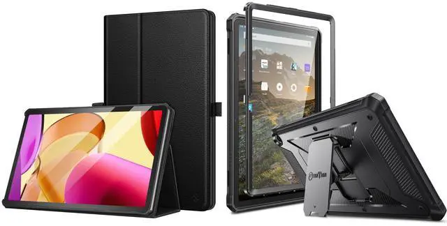 Main image of Fintie Case for  Fire Max 11 (13th Generation, 2023 Release) - Premium Vegan Leather Slim Fit Folding Stand Case + [Tuatara] Rugged Unibody Hybrid Kickstand Cover, with Auto Sleep/Wake