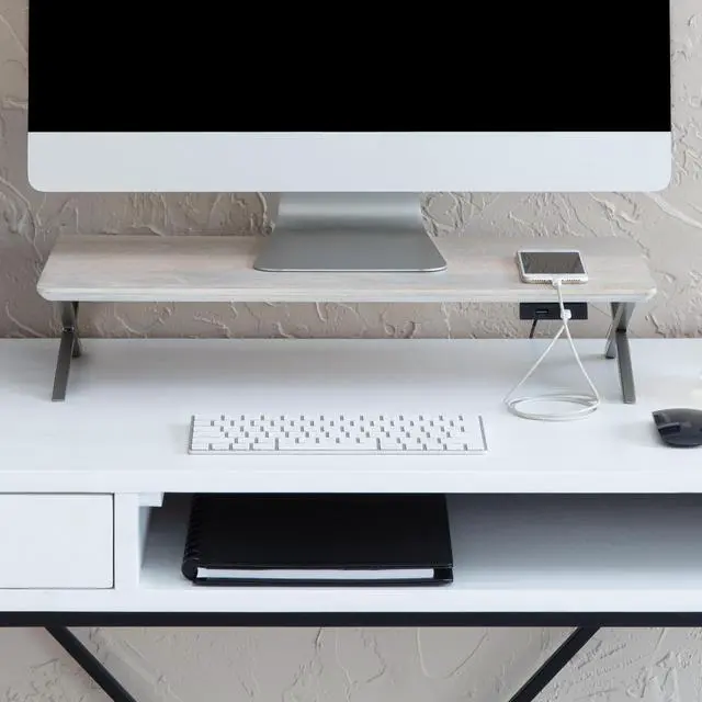 Main image of Anji Mountain Monitor Stand - Desktop Organizer & Laptop Riser, Ergonomic Monitor Riser, Space-Saving Monitor Stand for Desk, Durable Construction, Easy Assembly, Ideal for Home & Office,White Wash