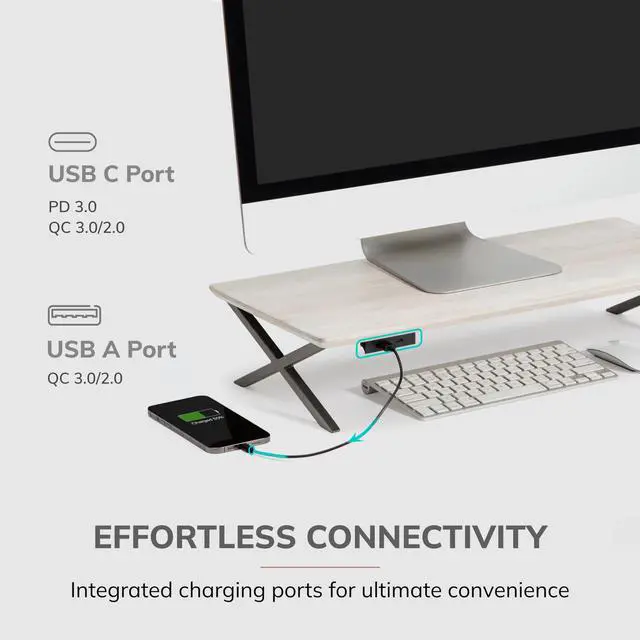 Alt view image 3 of 5 - Anji Mountain Monitor Stand - Desktop Organizer & Laptop Riser, Ergonomic Monitor Riser, Space-Saving Monitor Stand for Desk, Durable Construction, Easy Assembly, Ideal for Home & Office,White Wash