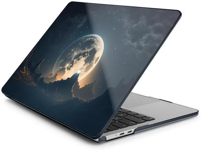 Alt view image 4 of 5 - Batianda Premium Case for New MacBook Air 15 inch 2025 2024 2023 with M4 M3 M2 Chip, Designed Black Protective Plastic Hardshell & Keyboard Cover & Screen Protector, Moon in Sky