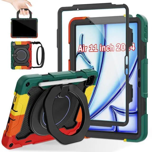 Main image of ROISKIN for iPad Air 11 inch Case (M3 2025/M2 2024)/ Air 6th Generation for Kids with HD Screen Protector, 360 Rotating Kickstand, Shoulder Strap, Rugged Heavy Duty Military Case for iPad Air 11