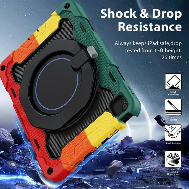 Alt view image 5 of 5 - ROISKIN for iPad Air 11 inch Case (M3 2025/M2 2024)/ Air 6th Generation for Kids with HD Screen Protector, 360 Rotating Kickstand, Shoulder Strap, Rugged Heavy Duty Military Case for iPad Air 11