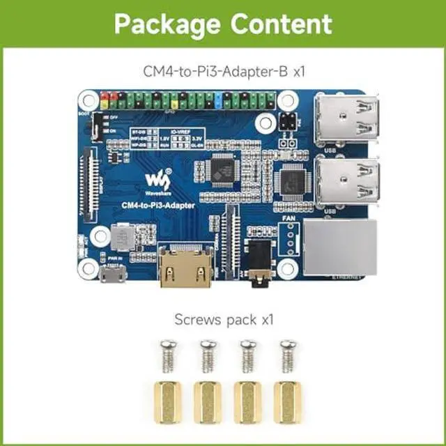 Alt view image 2 of 5 - Waveshare CM4 to 3B Adapter B, Alternative Solution for Raspberry Pi 3 Model B/B+