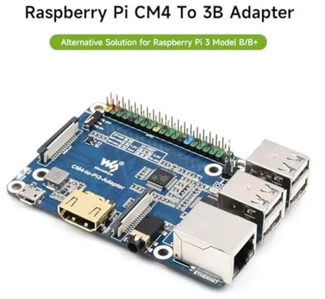 Alt view image 3 of 5 - Waveshare CM4 to 3B Adapter B, Alternative Solution for Raspberry Pi 3 Model B/B+