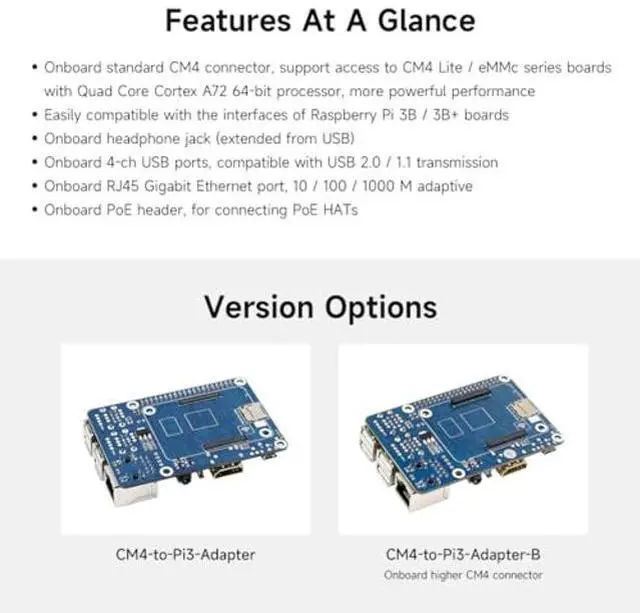 Alt view image 4 of 5 - Waveshare CM4 to 3B Adapter B, Alternative Solution for Raspberry Pi 3 Model B/B+