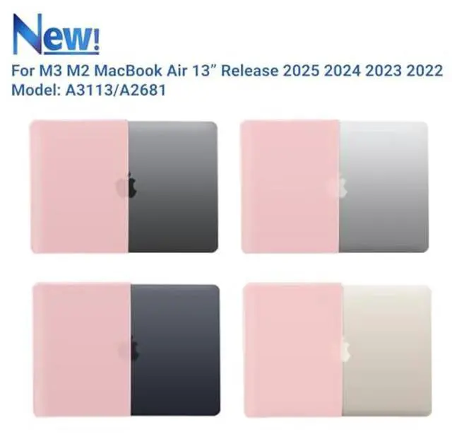 Alt view image 4 of 5 - IBENZER Compatible with 2025 2024 2023 2022 MacBook Air 13 inch case M4 A3240 M3 A3113 M2 A2681, Hard Shell Case & Sleeve & Keyboard Cover & Type-C Adapter for Mac Air 13.6, Rose Quartz, KK-RQ+3