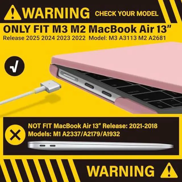 Alt view image 3 of 5 - IBENZER Compatible with 2025 2024 2023 2022 MacBook Air 13 inch case M4 A3240 M3 A3113 M2 A2681, Hard Shell Case & Sleeve & Keyboard Cover & Type-C Adapter for Mac Air 13.6, Rose Quartz, KK-RQ+3