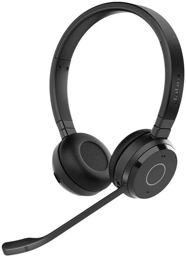 Main image of Jabra Evolve 65 TE (Third Edition) Wireless Dual-Ear Headphones w/Charging Stand - Noise-Canceling Mic, 16 hr Battery Life, Dual Connectivity, Works w/All UC Platforms Like Zoom & Google Meet, Black