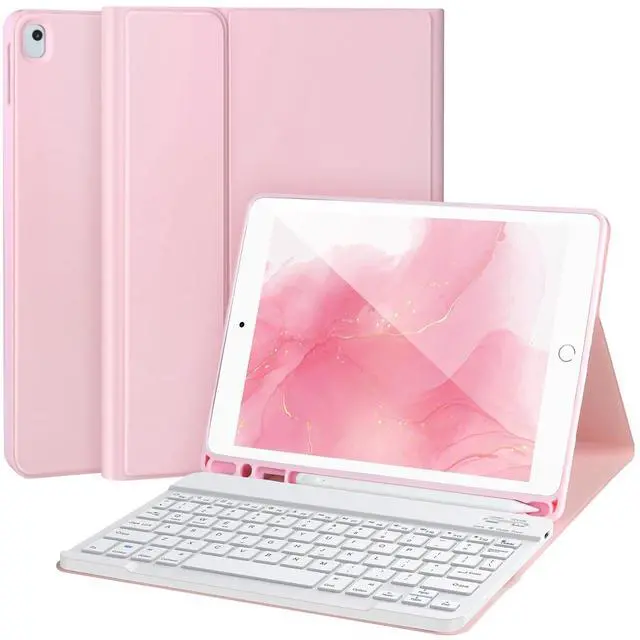 Main image of Keyboard Case for iPad 9/8/7th Gen 10.2'',Case with Keyboard ipad 10.2 inch,Keyboard for iPad 9th Gen,Detachable Bluetooth Keyboard for iPad 10.2,iPad Keyboard Case 9th Gen with Pencil Holder,Pink-W