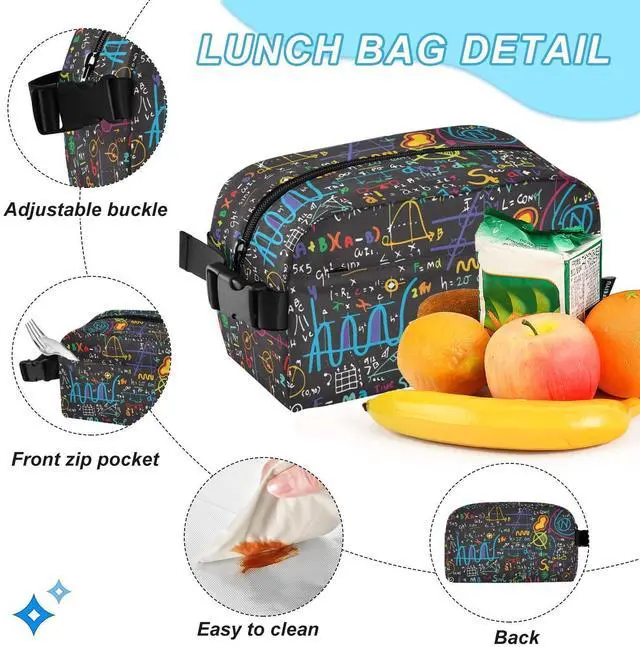 Alt view image 5 of 5 - ALAZA Colorful Math Science Geometric Backpack and Lunch Bag Set Back Pack Bookbag Cooler Case Kits