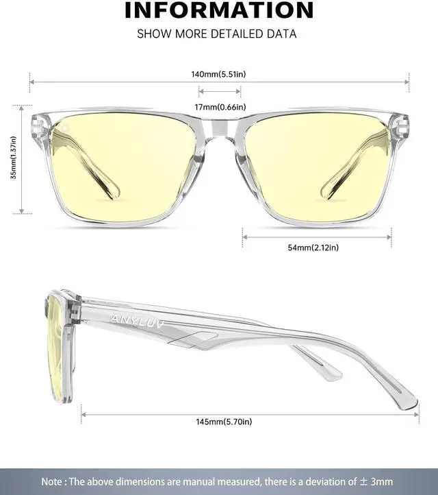 Alt view image 3 of 5 - ANYLUV Blue Light Glasses for Men & Women, Stylish Blue Light Blocking Glasses, UV400 Protection & Anti Eyestrain Eyewear